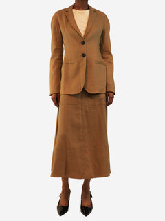 Tan linen-blend twill jacket and skirt set - size UK 4 Sets Tibi 