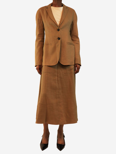 Tan linen-blend twill jacket and skirt set - size UK 4 Sets Tibi 