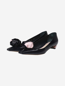 Christian Dior Black floral embellished patent shoes - size EU 36