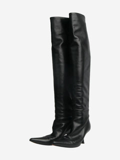 Black leather knee-high boots - size EU 39.5 Boots The Row 