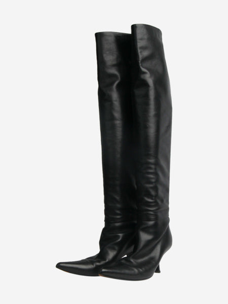 Black leather knee-high boots - size EU 39.5 alternate image