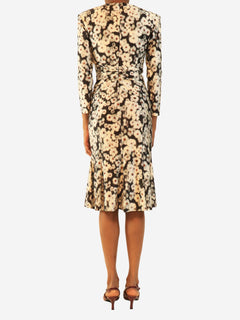 White floral ruched midi dress - size UK 10 Dresses Philosophy 