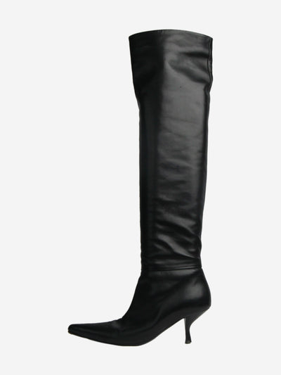 Black leather knee-high boots - size EU 39.5 Boots The Row 