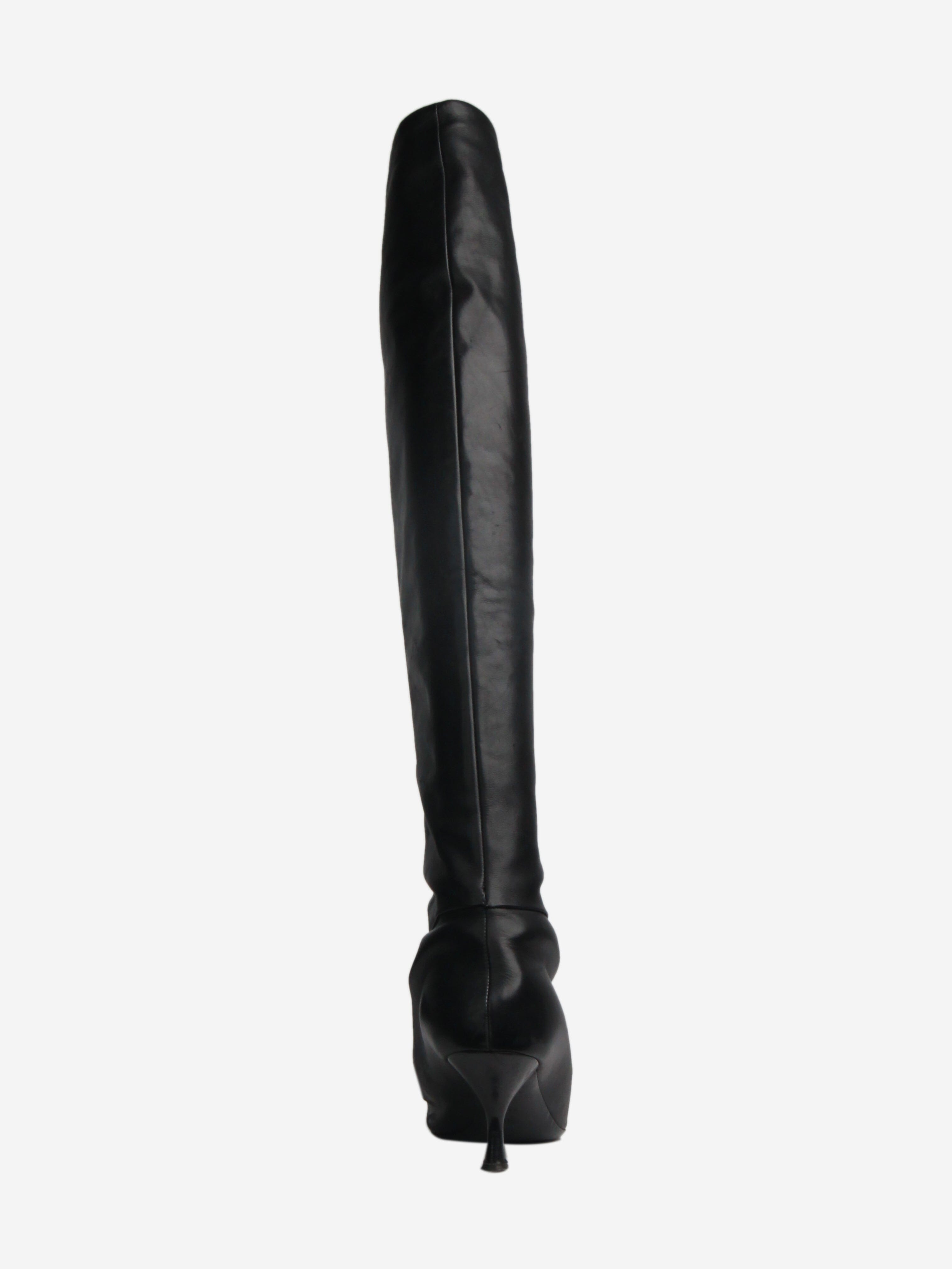 Black leather knee-high boots - size EU 39.5 Boots The Row 