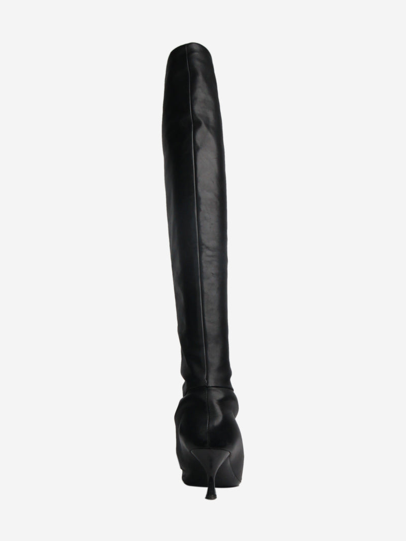Black leather knee-high boots - size EU 39.5 Boots The Row 