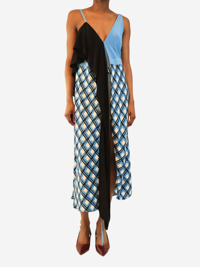 Black and blue draped wrap-dress - size UK 6 Dresses Diane Von Furstenberg 