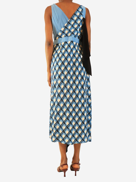 Black and blue draped wrap-dress - size UK 6 alternate image