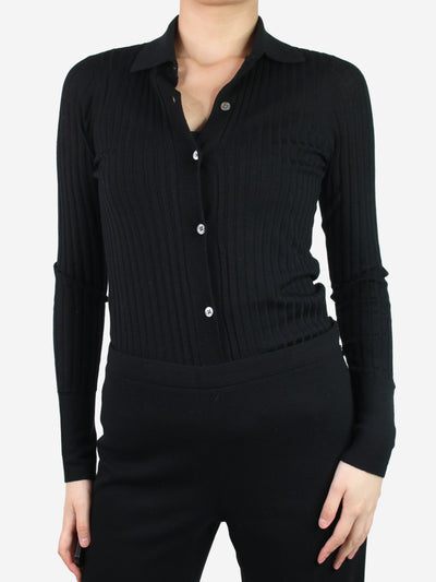 Black long-sleeved ribbed top - size S Tops ATM 