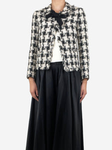 Chanel Black and white tweed checkered jacket - size UK 8