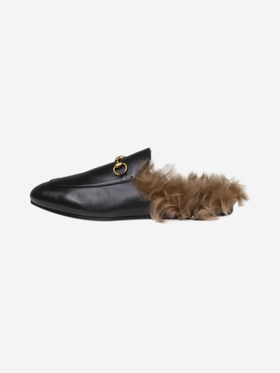 Black fur-trimmed Princetown slippers - size EU 41 Flat Shoes Gucci 