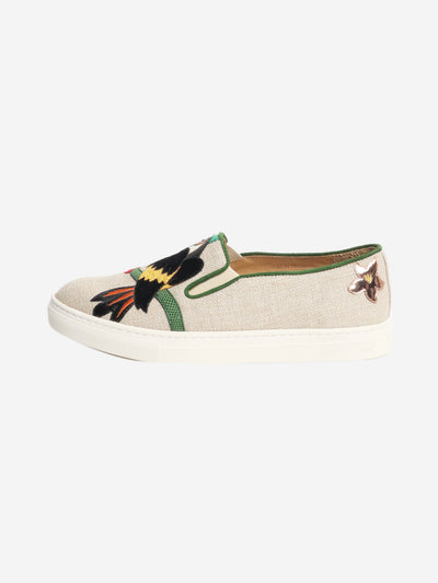Beige parrot slip on flats - size EU 37 (UK 4) Flat Shoes Charlotte Olympia 