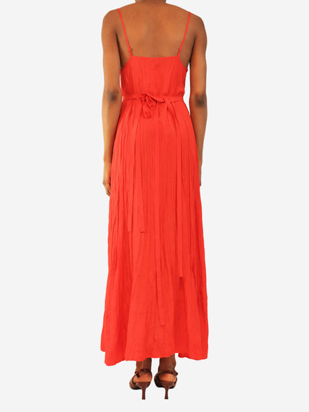 Red sleeveless silk dress - size UK 6 alternate image
