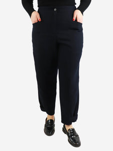 ME+EM Navy herringbone trousers - size UK 16