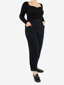 ME+EM Navy herringbone trousers - size UK 16