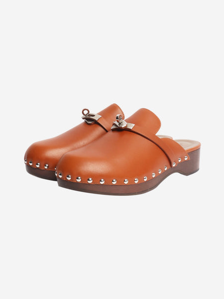 Tan leather clogs - size EU 39 alternate image