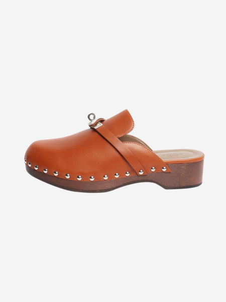 Tan leather clogs - size EU 39 product image