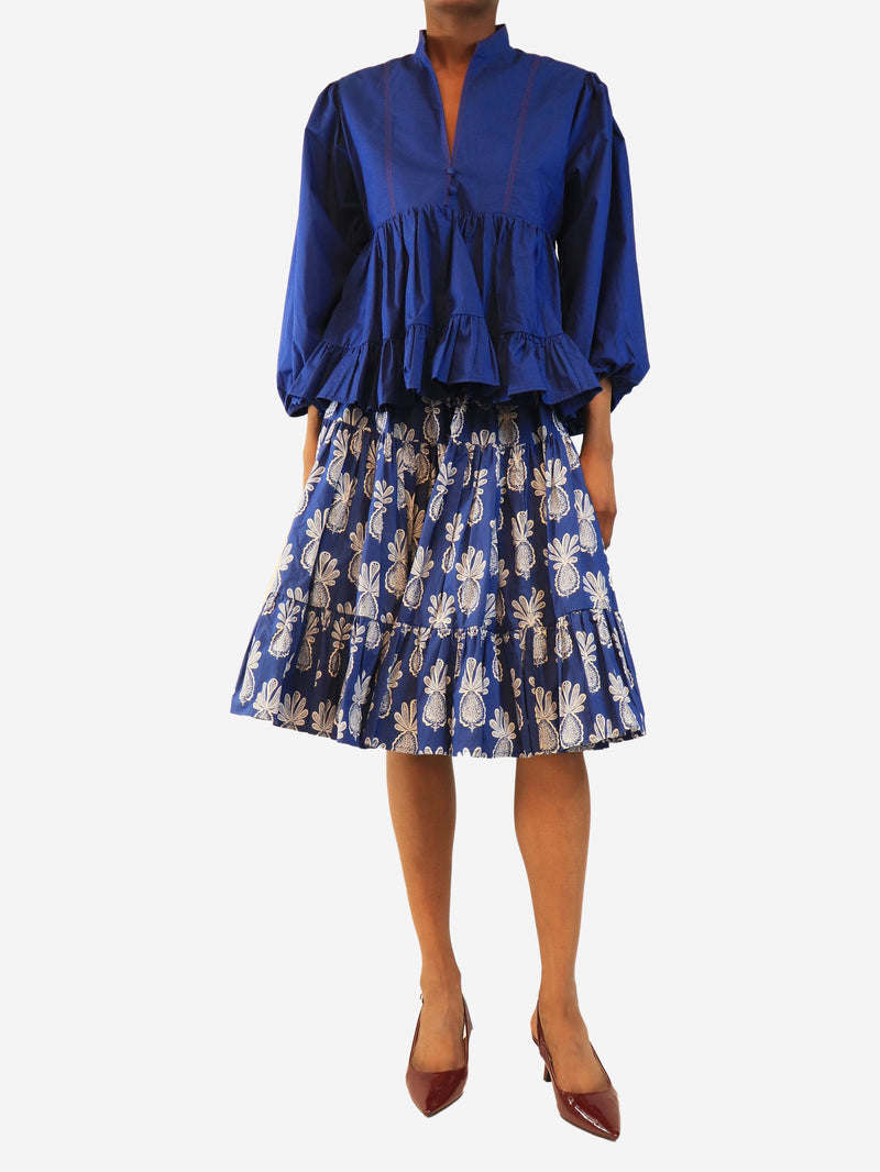 Blue cotton poplin top & skirt set - size XS Sets La Double J 