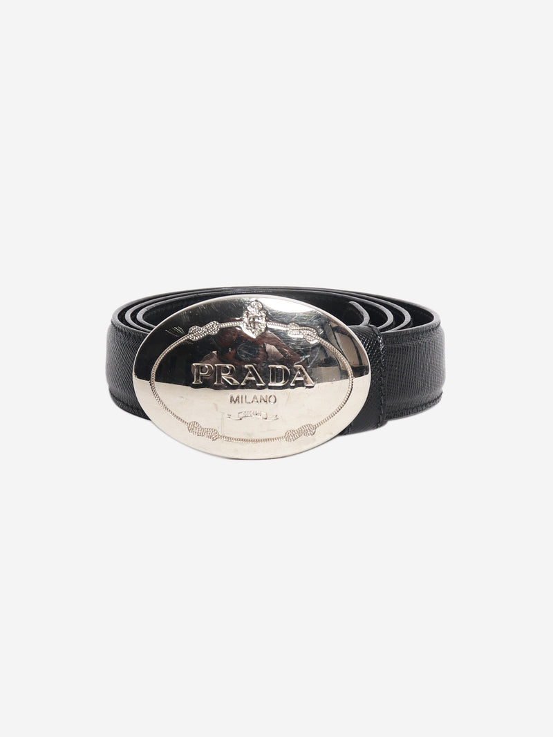 Black Saffiano leather logo belt Belts Prada 