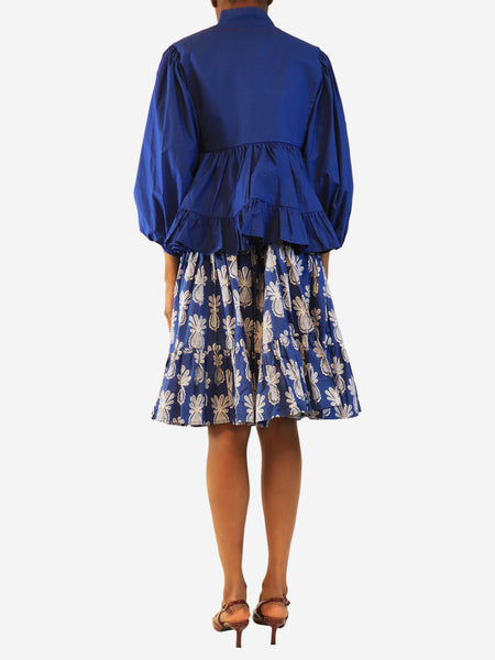 Blue cotton poplin top & skirt set - size XS alternate image