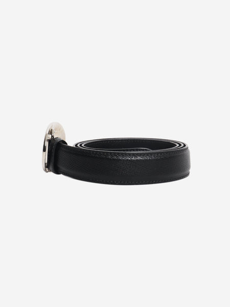 Black Saffiano leather logo belt alternate image