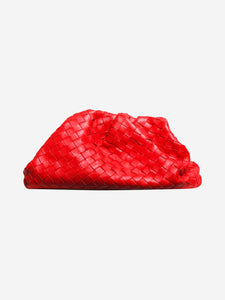 Bottega Veneta Red The Pouch Intrecciato leather clutch bag