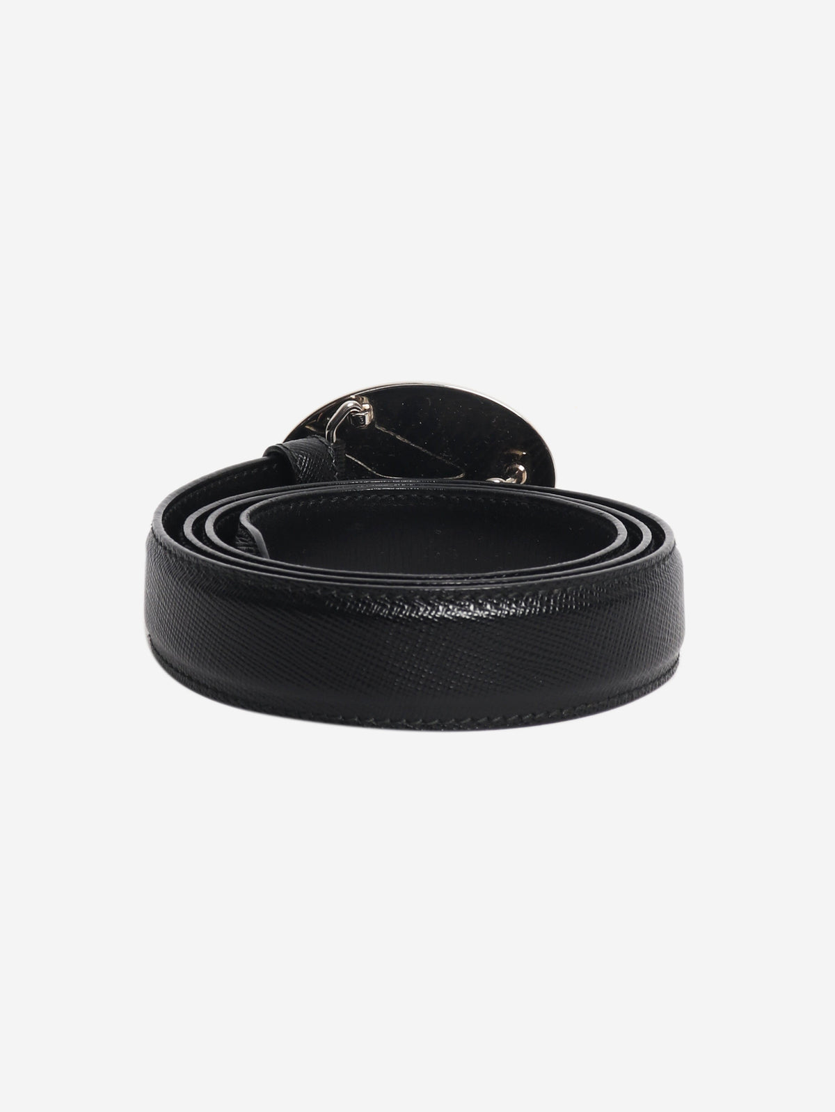 Black Saffiano leather logo belt Belts Prada 
