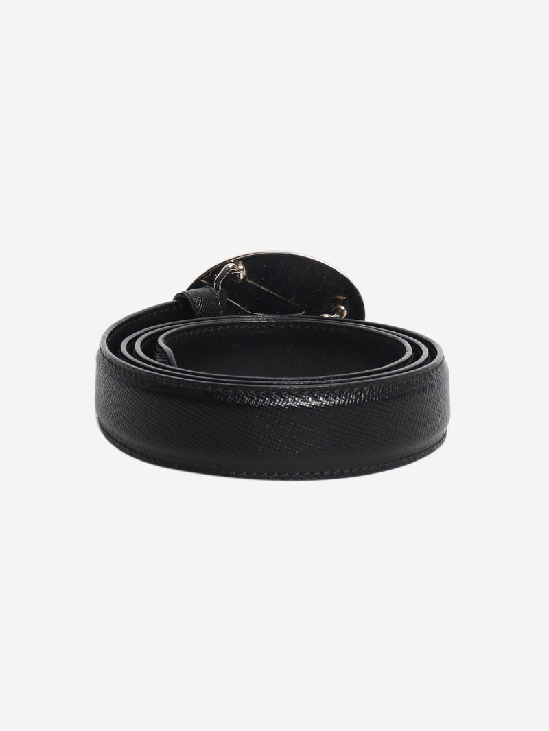 Black Saffiano leather logo belt Belts Prada 