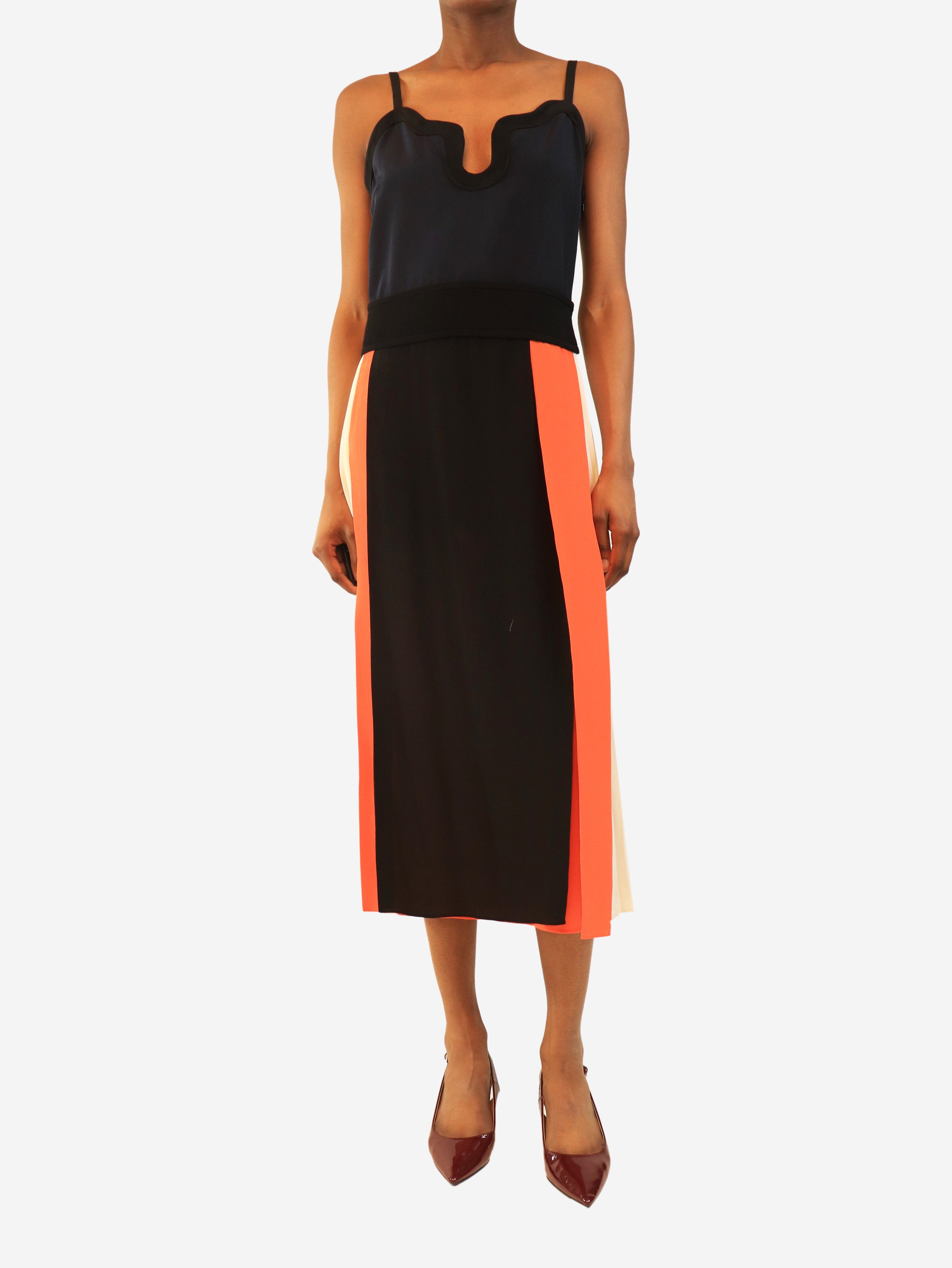 Multicolour contrast-panel midi dress - size UK 6 Dresses Victoria Beckham 