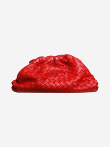 Bottega Veneta Red The Pouch Intrecciato leather clutch bag