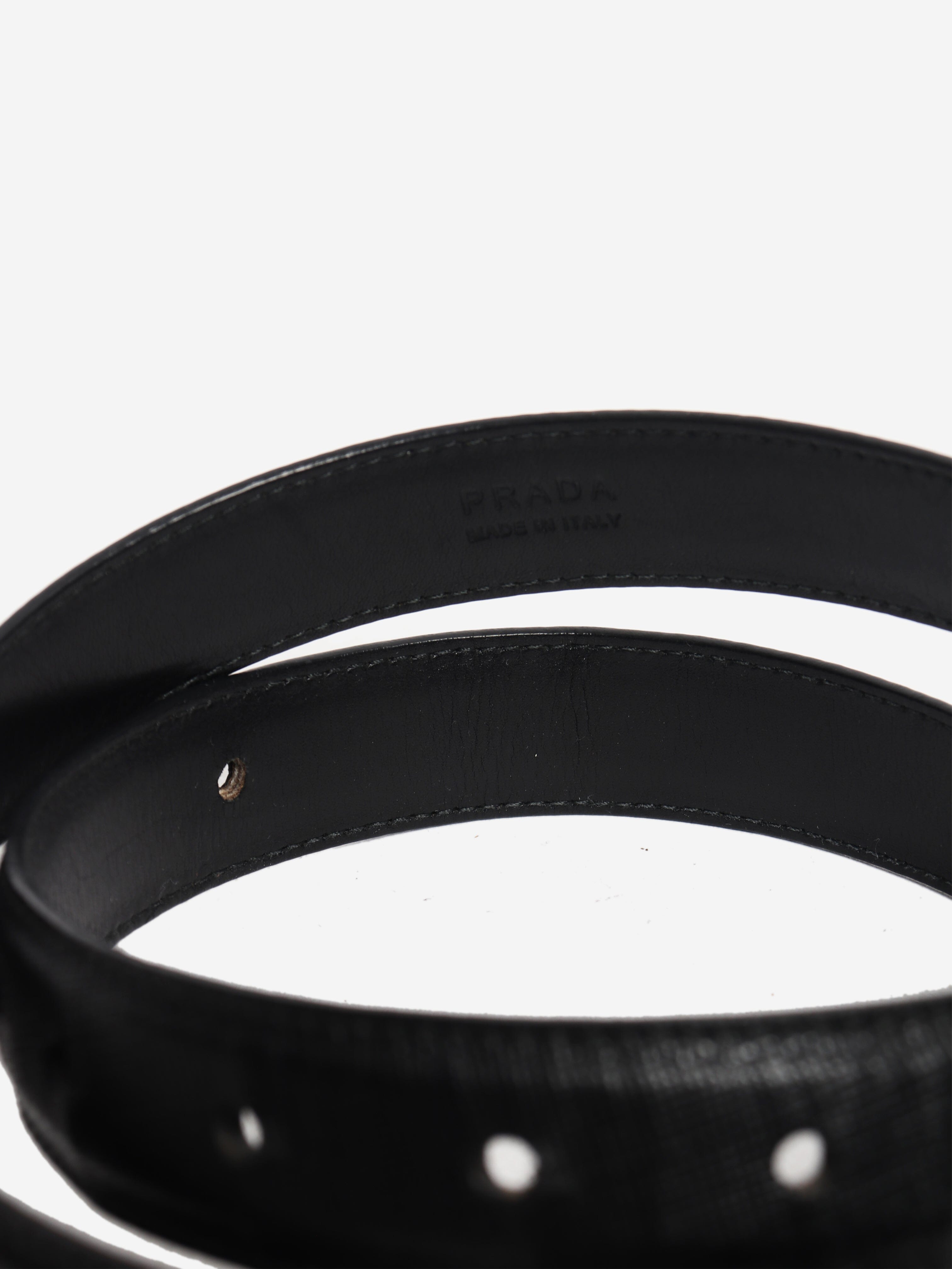 Black Saffiano leather logo belt Belts Prada 