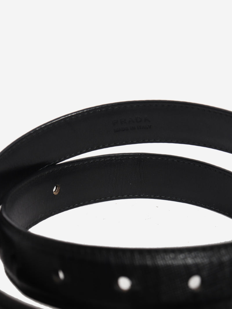 Black Saffiano leather logo belt Belts Prada 