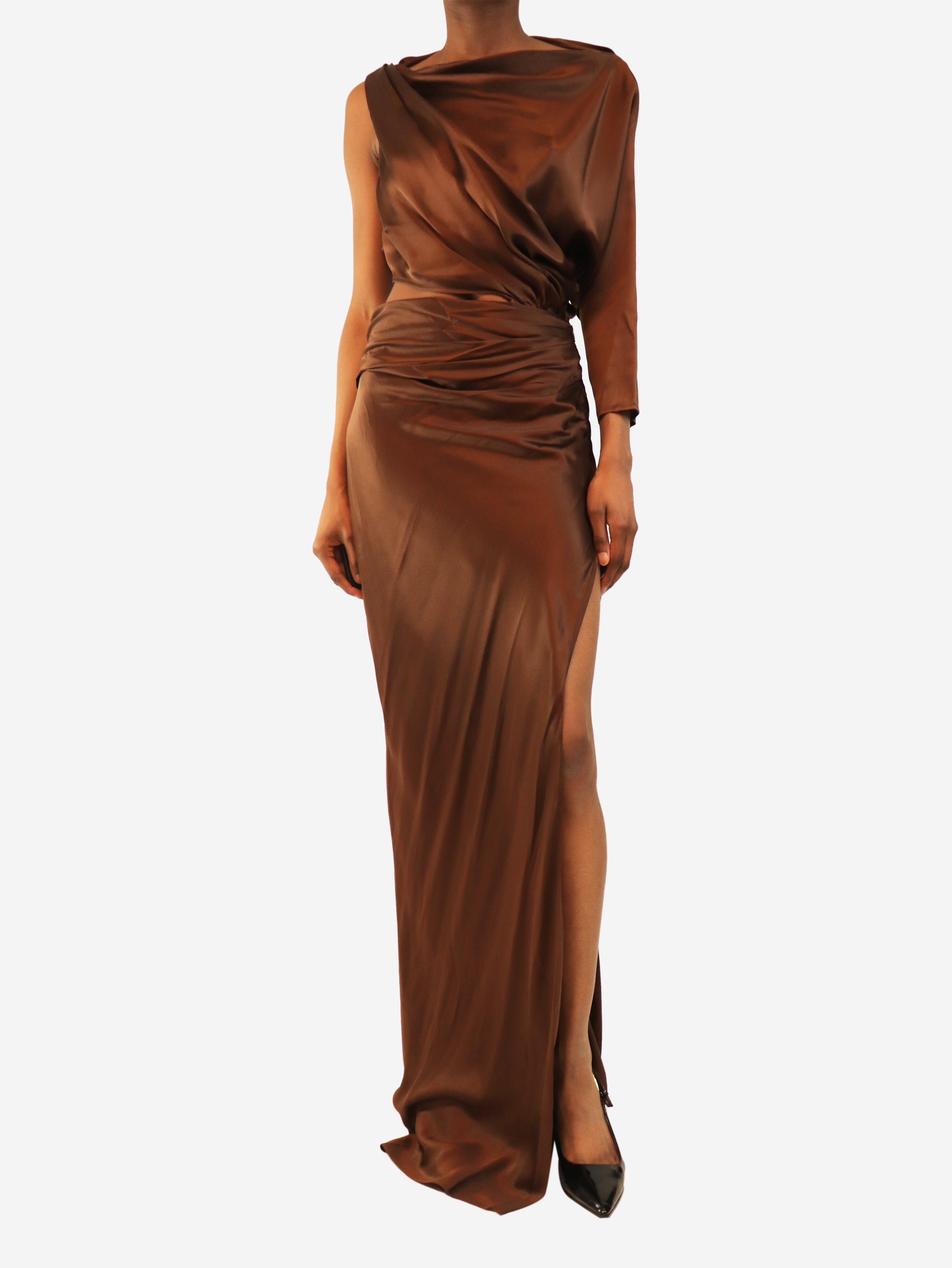 Brown silk maxi dress - size UK 6 Dresses The Sei 