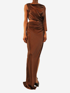 Brown silk maxi dress - size UK 6 Dresses The Sei 