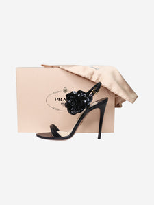 Prada Black floral embellished sandal heels - size EU 39