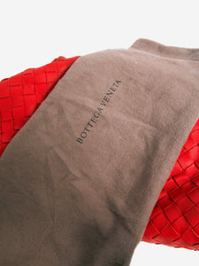 Bottega Veneta Red The Pouch Intrecciato leather clutch bag