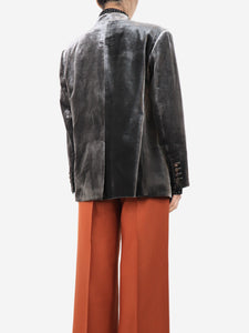 Blaze Milano Grey Anywhere panelled velvet blazer - size UK 10