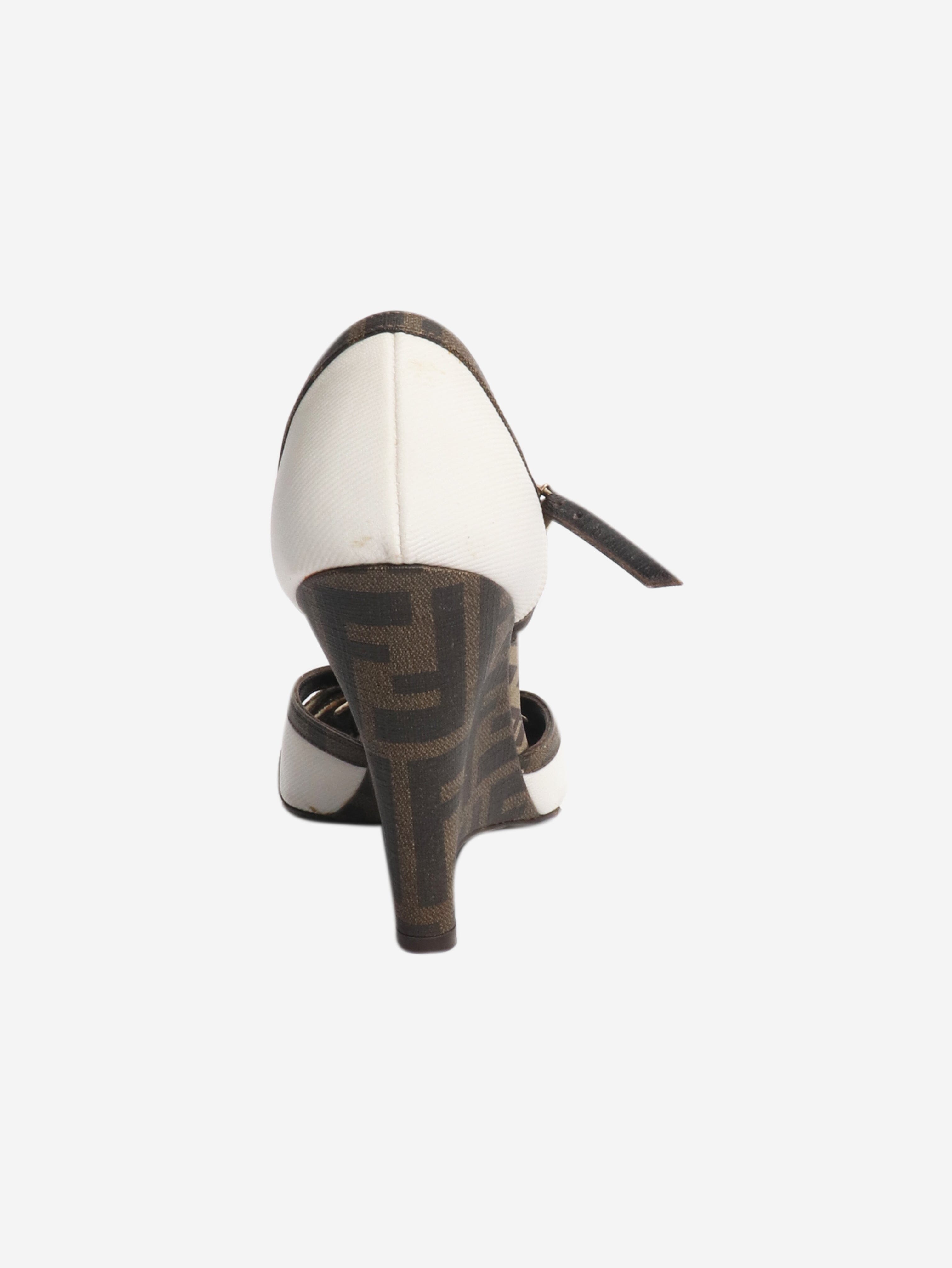 Brown monogram wedges - size EU 37 (UK 4) Heels Fendi 
