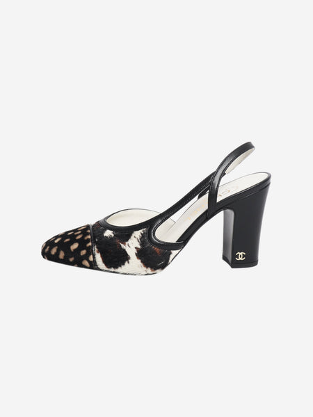 Brown and black SS26 pony-hair slingback pumps - size EU 37.5 product image