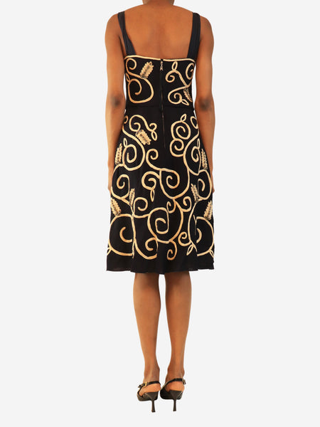 Navy and beige embroidered cocktail dress - size UK 10 alternate image