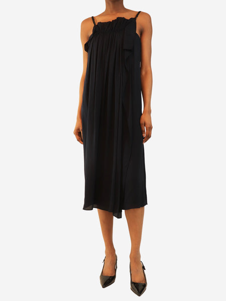 Navy silk slip dress - size UK 6 product image