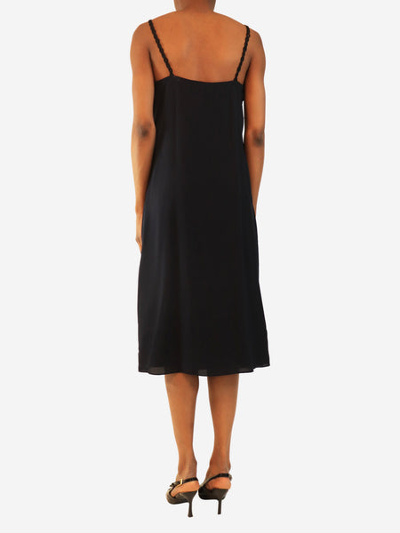 Navy silk slip dress - size UK 6 alternate image