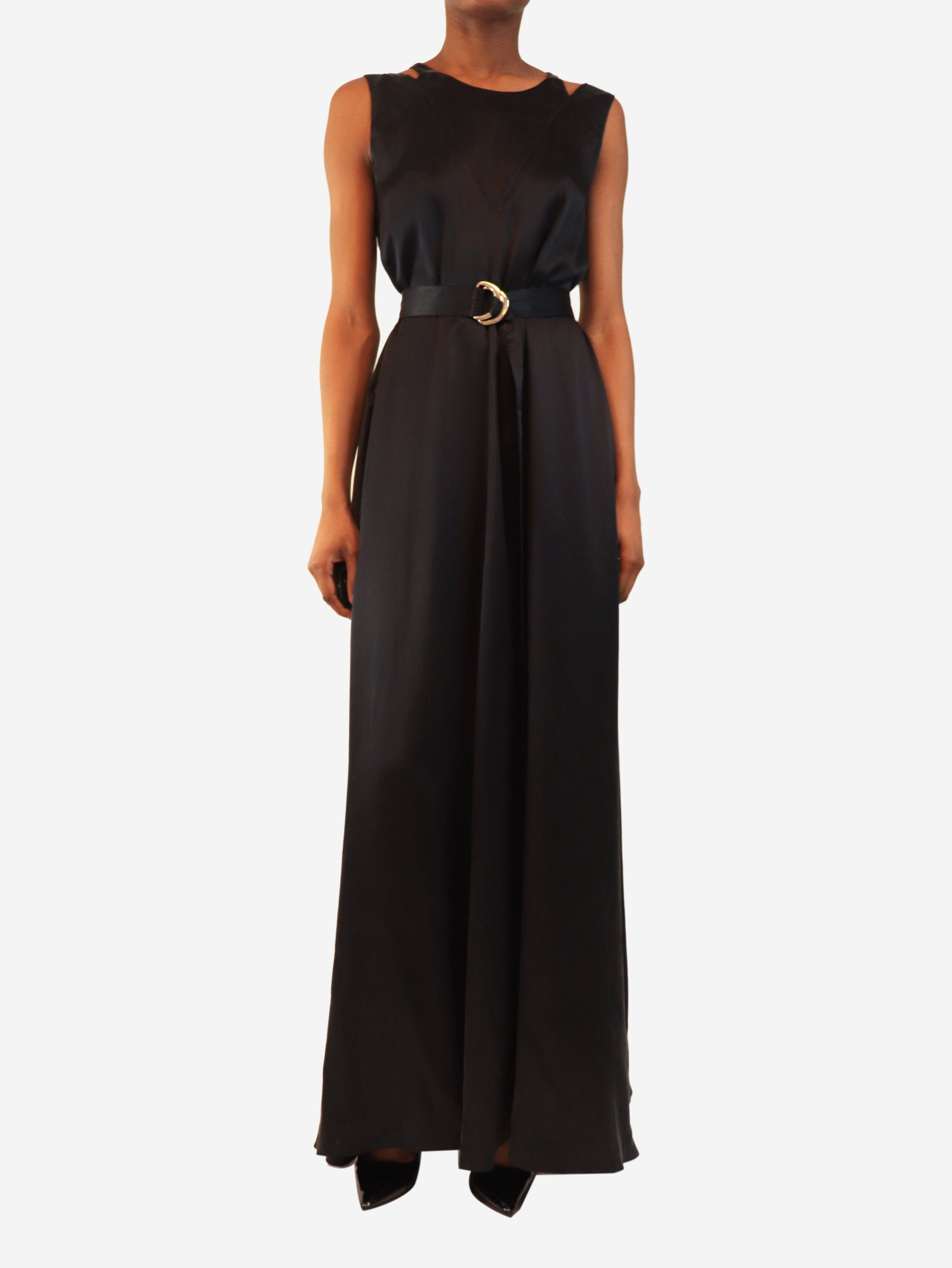 Kenzo pre-owned black silk maxi dress - size UK 8