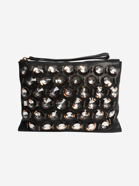 Black embellished leather clutch product image