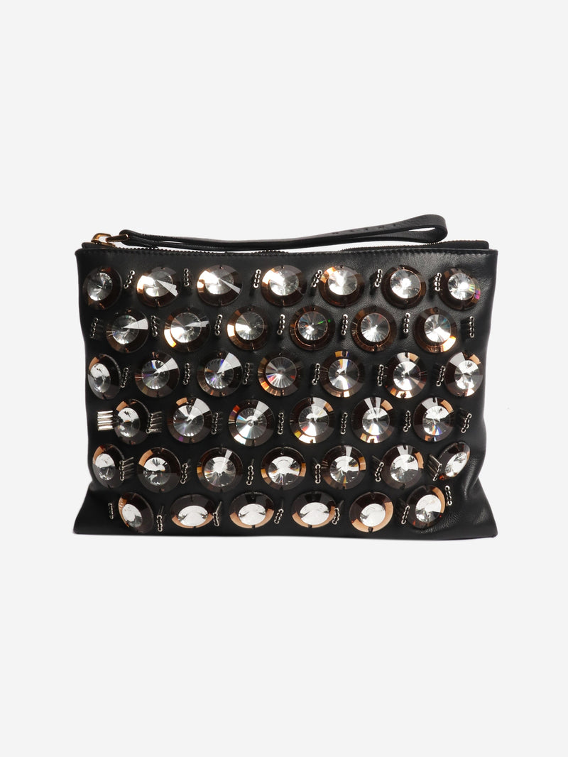 Black embellished leather clutch Clutch bags Marni 