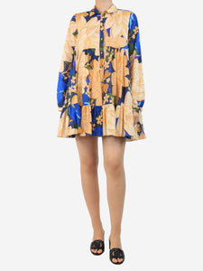 Farm Rio Farm Rio Blue and yellow floral button down dress - size UK 8