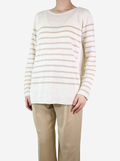Cream striped sweater - size UK 12 Knitwear Loro Piana 