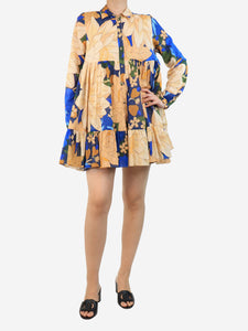 Farm Rio Farm Rio Blue and yellow floral button down dress - size UK 8