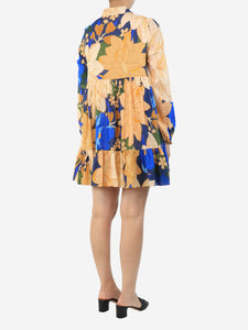 Farm Rio Farm Rio Blue and yellow floral button down dress - size UK 8