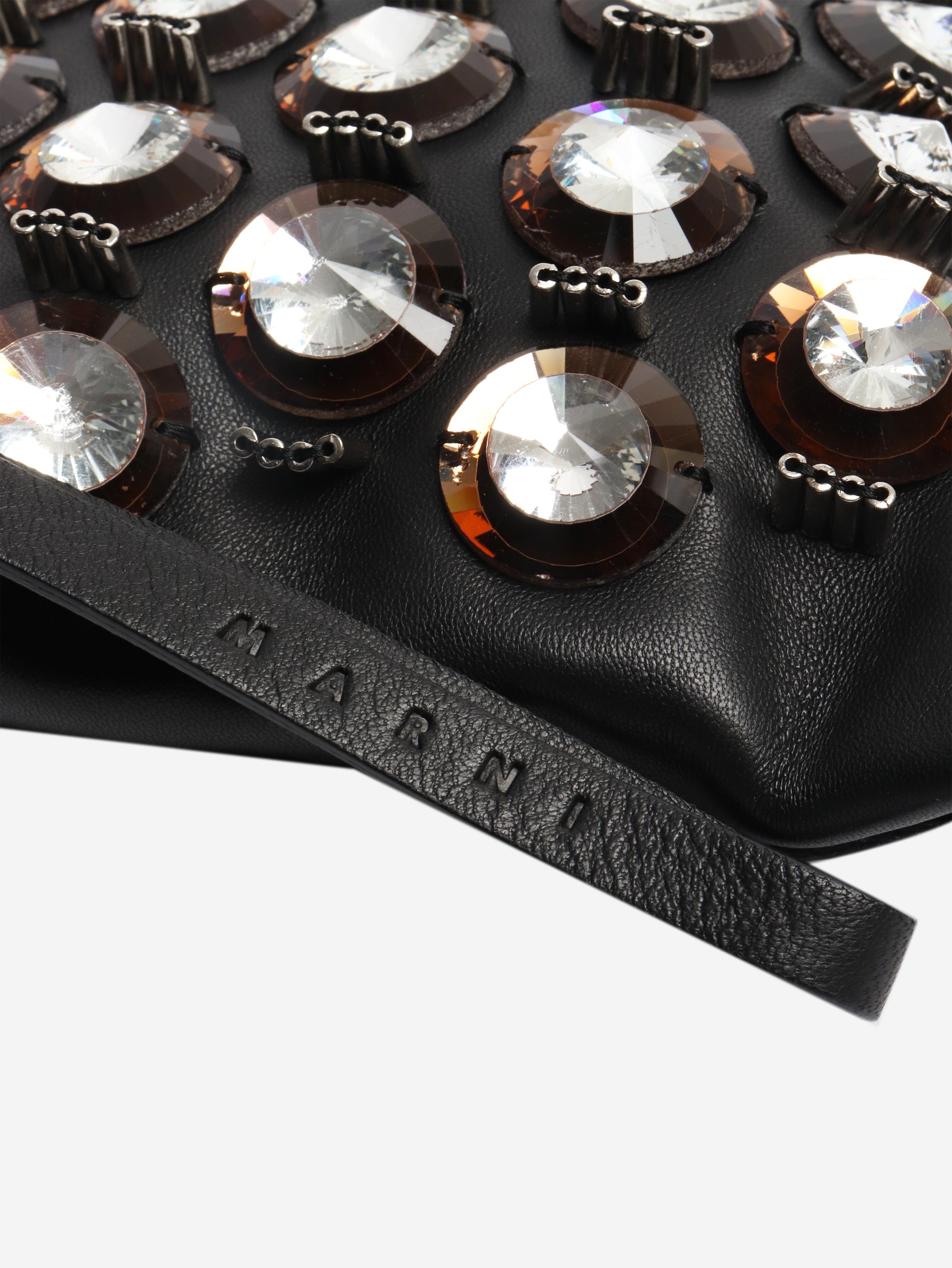 Black embellished leather clutch Clutch bags Marni 