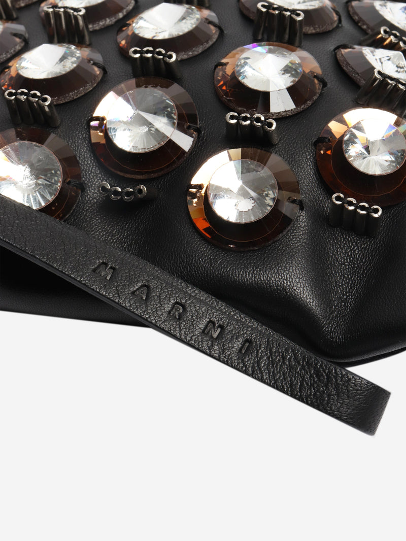 Black embellished leather clutch Clutch bags Marni 